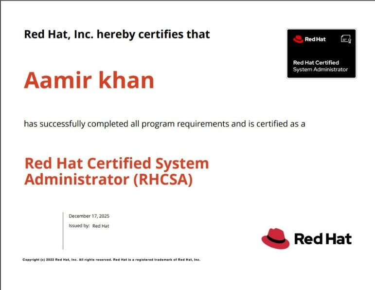 Aamir Khan - RHCSA Training - EX200 - KR Network Cloud