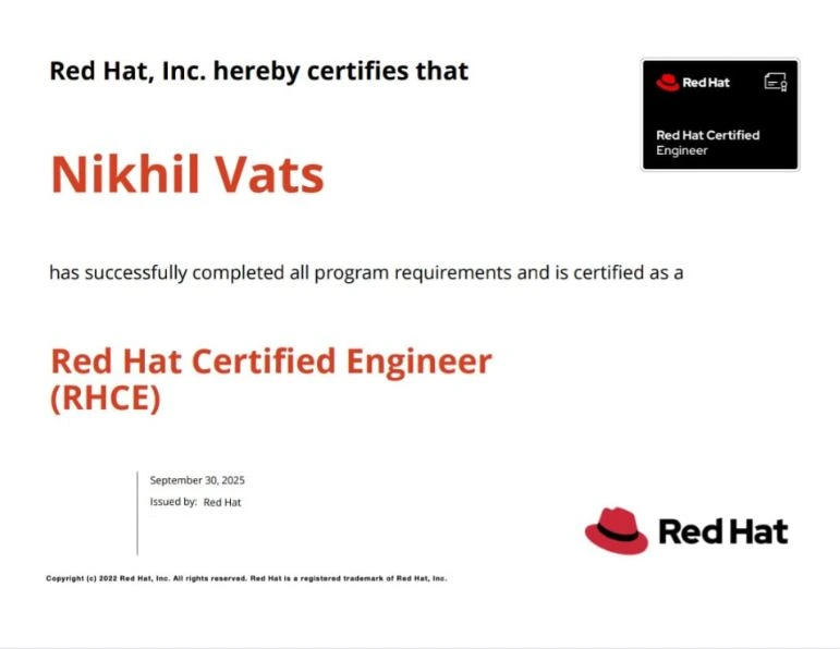 Nikhil Vats - Linux Automation - Ansible Training - RHCE Exam - EX294 - KR Network Cloud