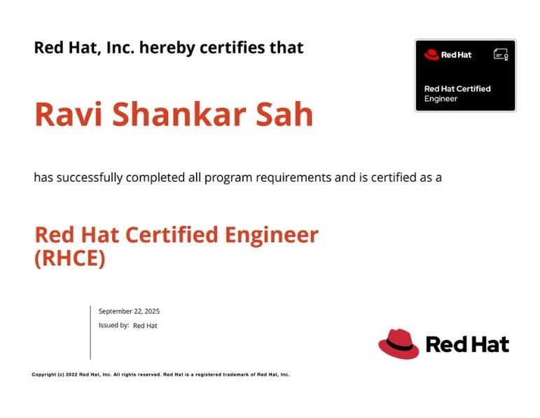 Ravi Shankar Sah - Linux Automation - Ansible Training - RHCE Exam - EX294 - KR Network Cloud