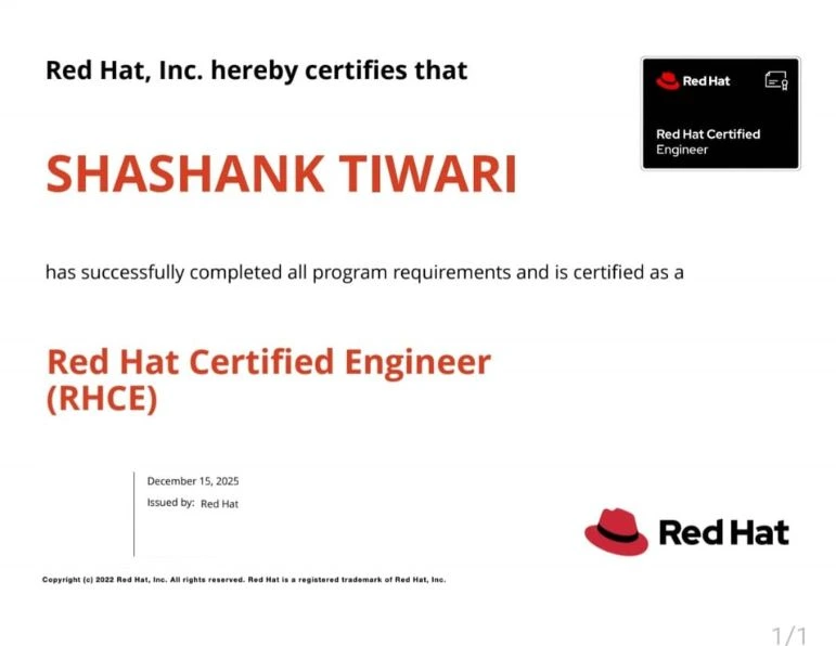 Shashank Tiwari - Linux Automation - Ansible Training - RHCE Exam - EX294 - KR Network Cloud